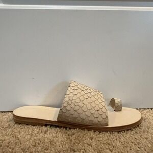 Antika Sandals Shoes Womens Size 6.5 White Leather Toe Loop Slide Handmade USA